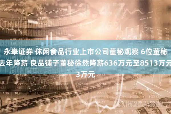 永崋证券 休闲食品行业上市公司董秘观察 6位董秘去年降薪 良品铺子董秘徐然降薪636万元至8513万元