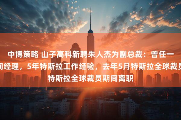 中博策略 山子高科新聘朱人杰为副总裁:曾任一汽大众车间经理,5年特斯拉工作经验,去年5月特斯拉全球裁员期间离职