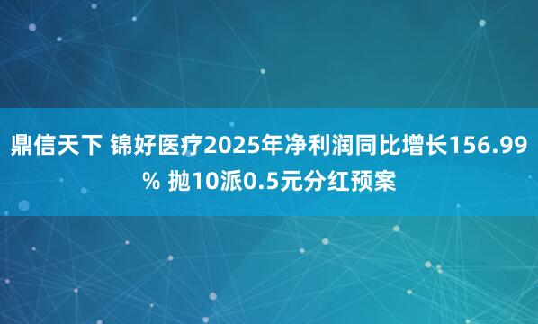 鼎信天下 锦好医疗2025年净利润同比增长156.99% 抛10派0.5元分红预案